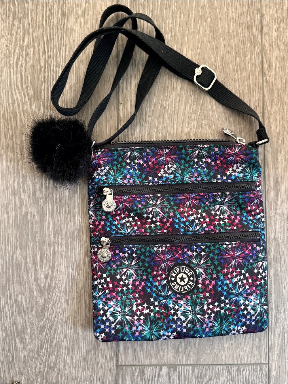 Kipling Keiko Black Multi Floral Crossbody Bag